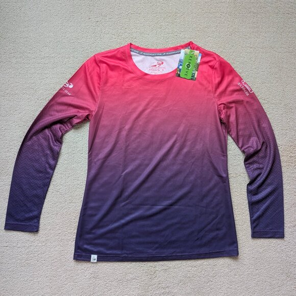 NEW Headsweats Long Sleeve Running Tech Shirt Women's Small Pink Purple Gradient - Picture 1 of 16
